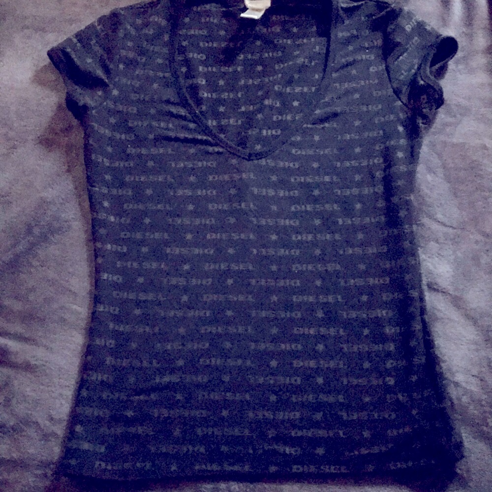 Partly see thru diesel v neck the words are see through and Jean shorts nwt